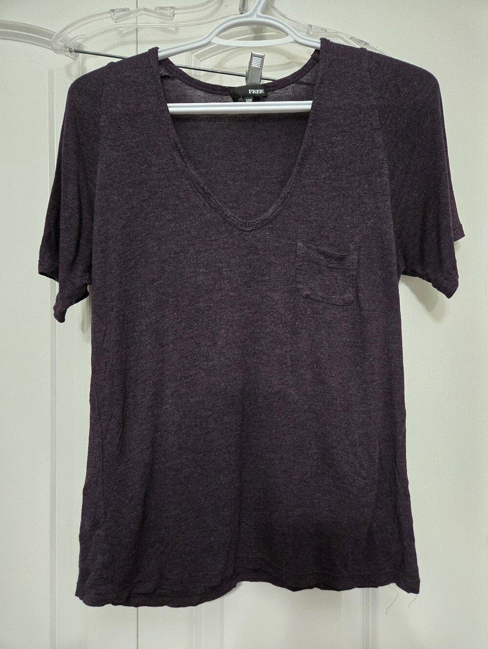 Wildred Free Women's Plum Short Sleeve V-Neck Pocket Tee